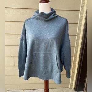 Prana blue hemp fleece dolman oversized cowl neck sweatshirt